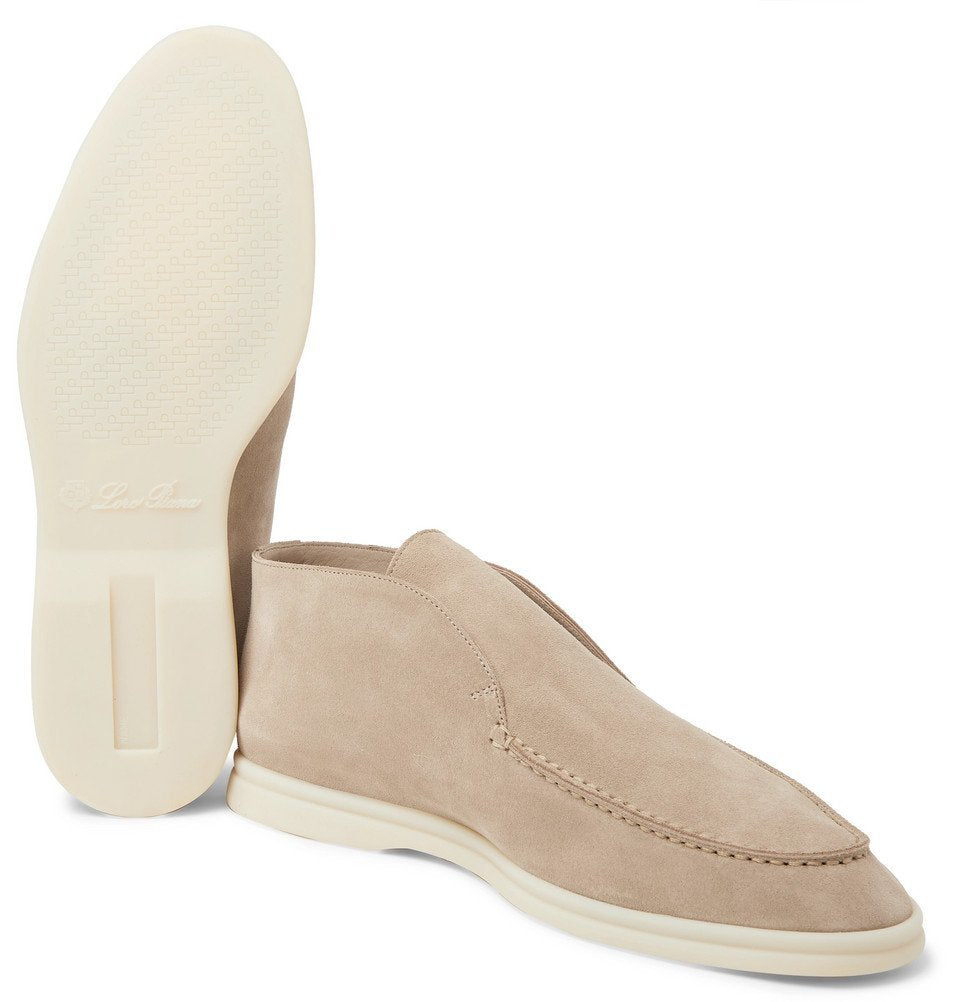 Loro Piana Open Walk Suede Ankle Boots - Beige