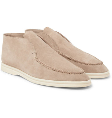 Loro Piana Open Walk Suede Ankle Boots - Beige