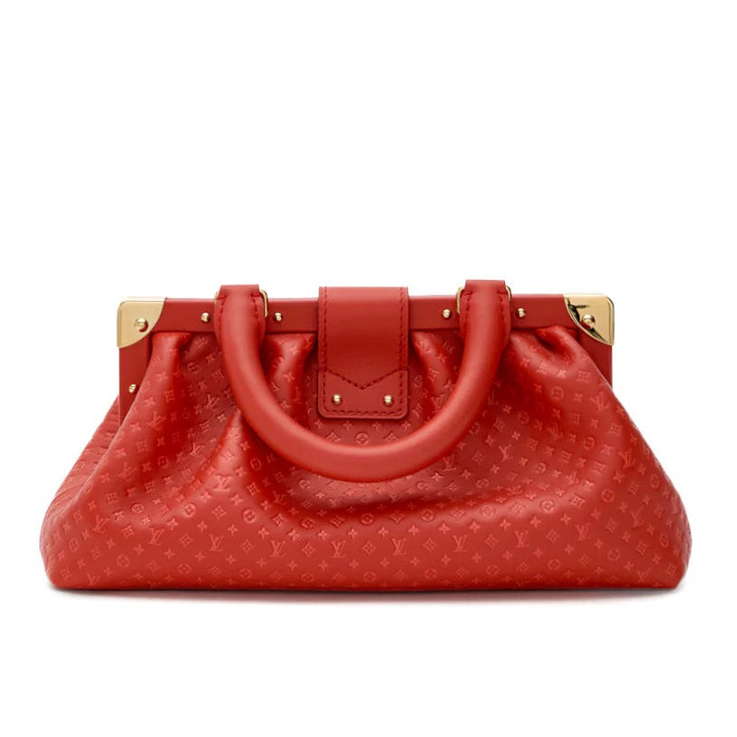 Louis Vuitton Calfskin Leather Mono Clutch Bag – Red