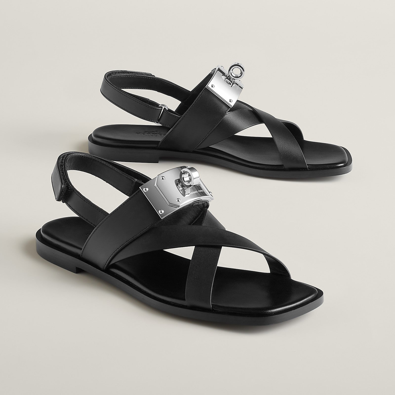 Hermes Ines Sandals - Black