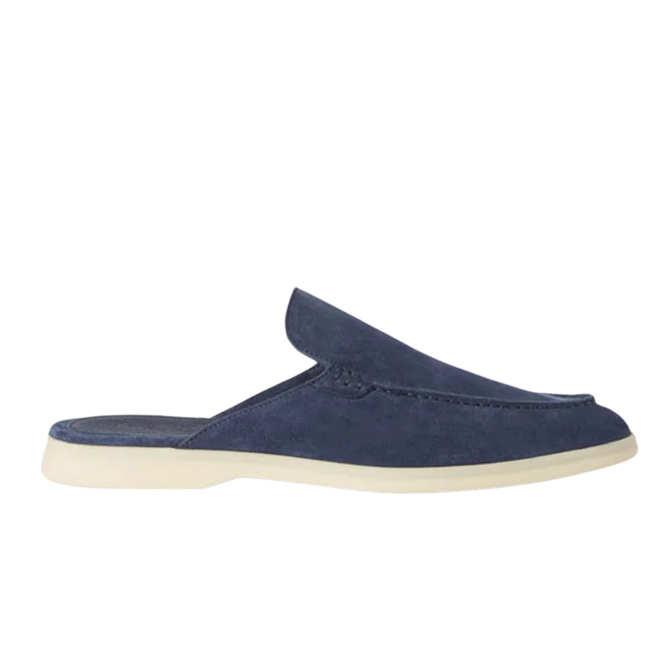 Loro Piana Babouche Walk Suede Slippers - Racing Blue (003)