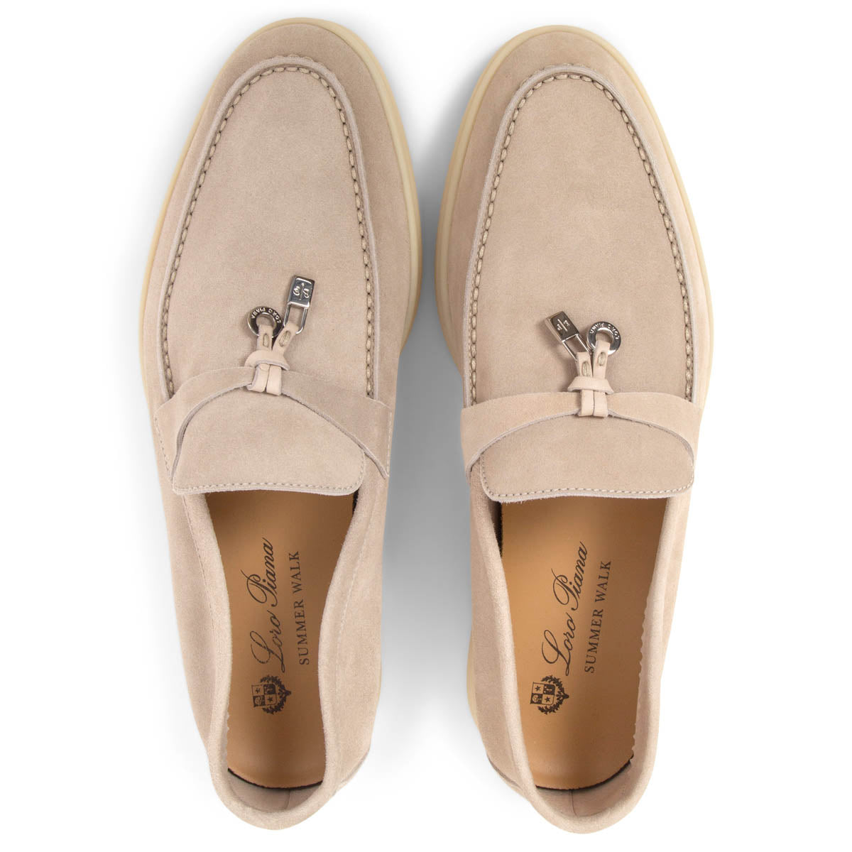 Loro Piana Summer Charms Suede Loafers - Light Beige