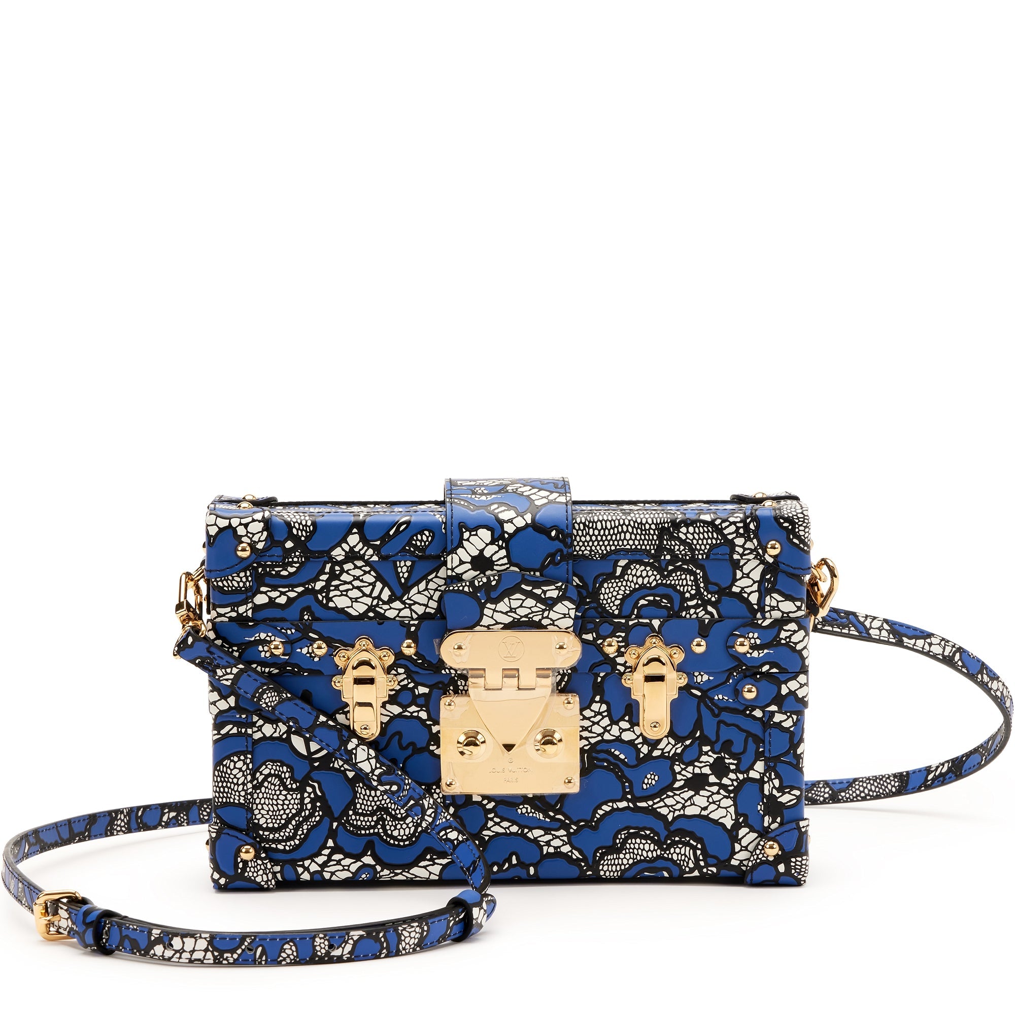 Louis Vuitton Floral Lace Print Petit Malle Handbag - Blue