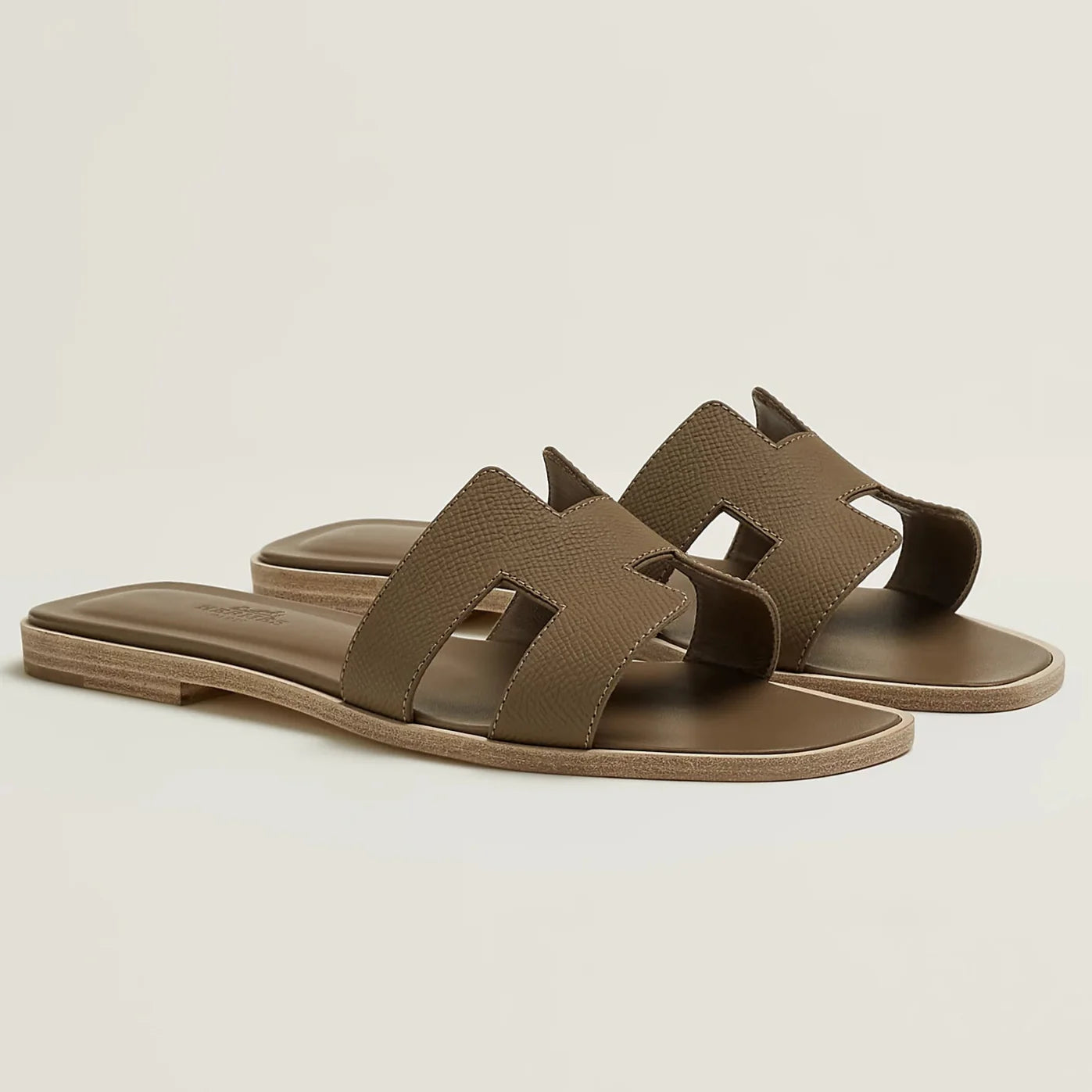 Hermes Oran Sandals - Epsom Etoupe