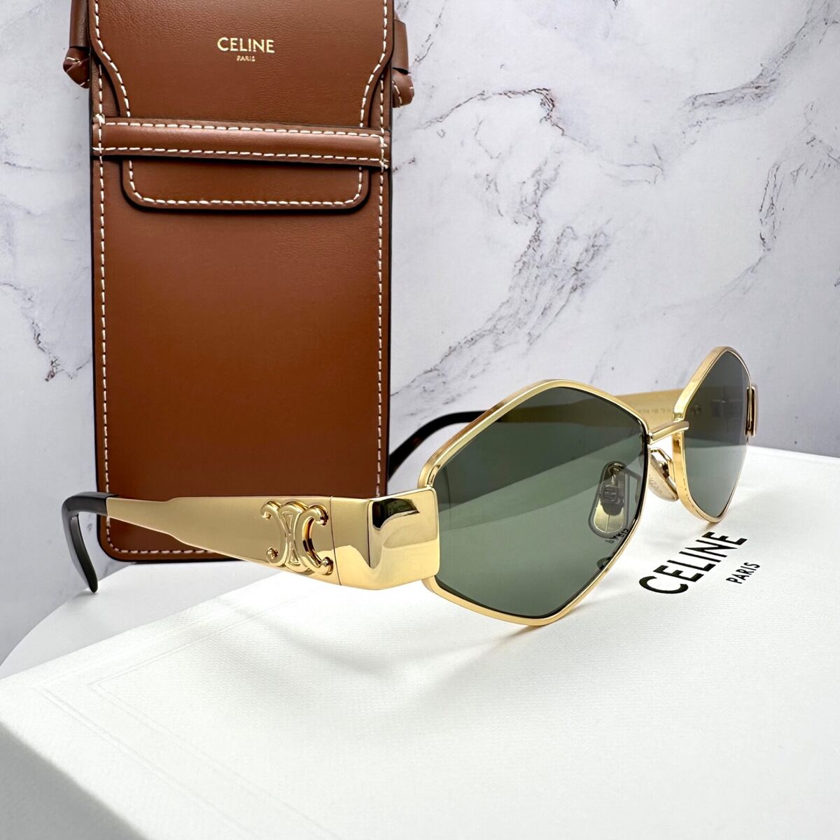 Celine CL40254 30N Triomphe Metal Gold Sunglasses