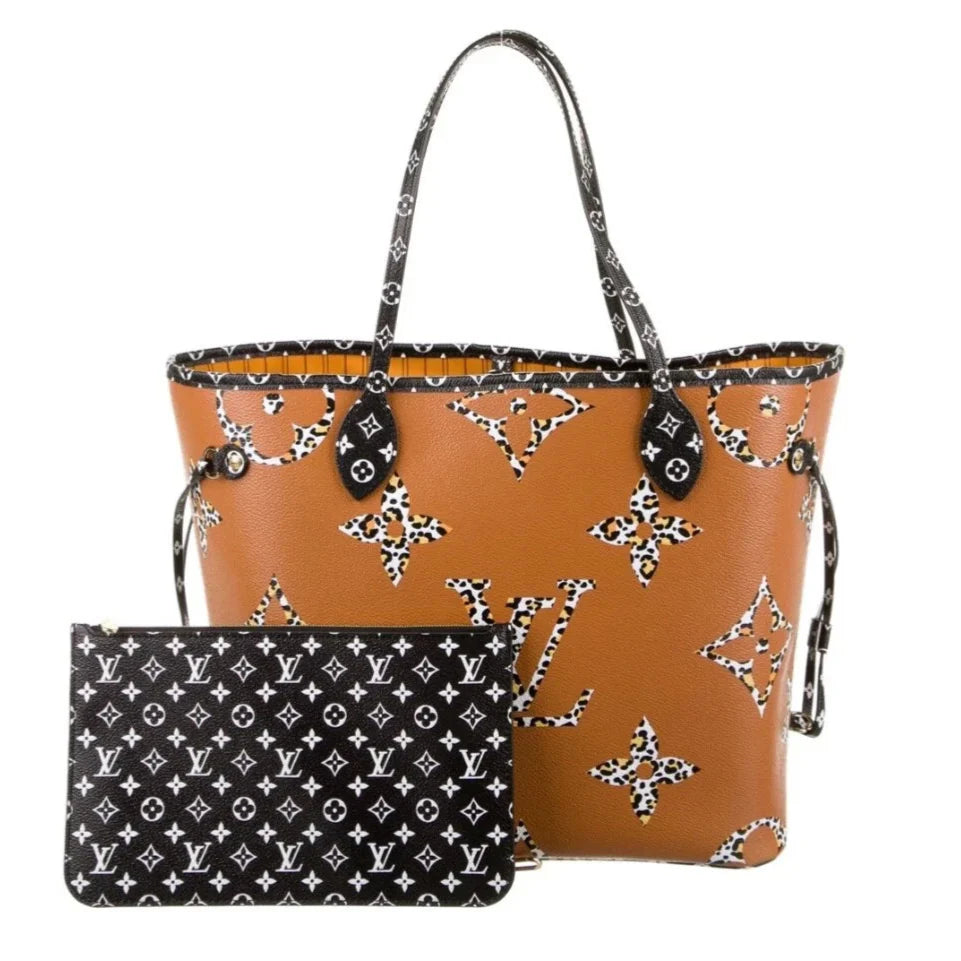 Louis Vuitton Giant Jungle Neverfull MM Tote Bag - Black and Brown