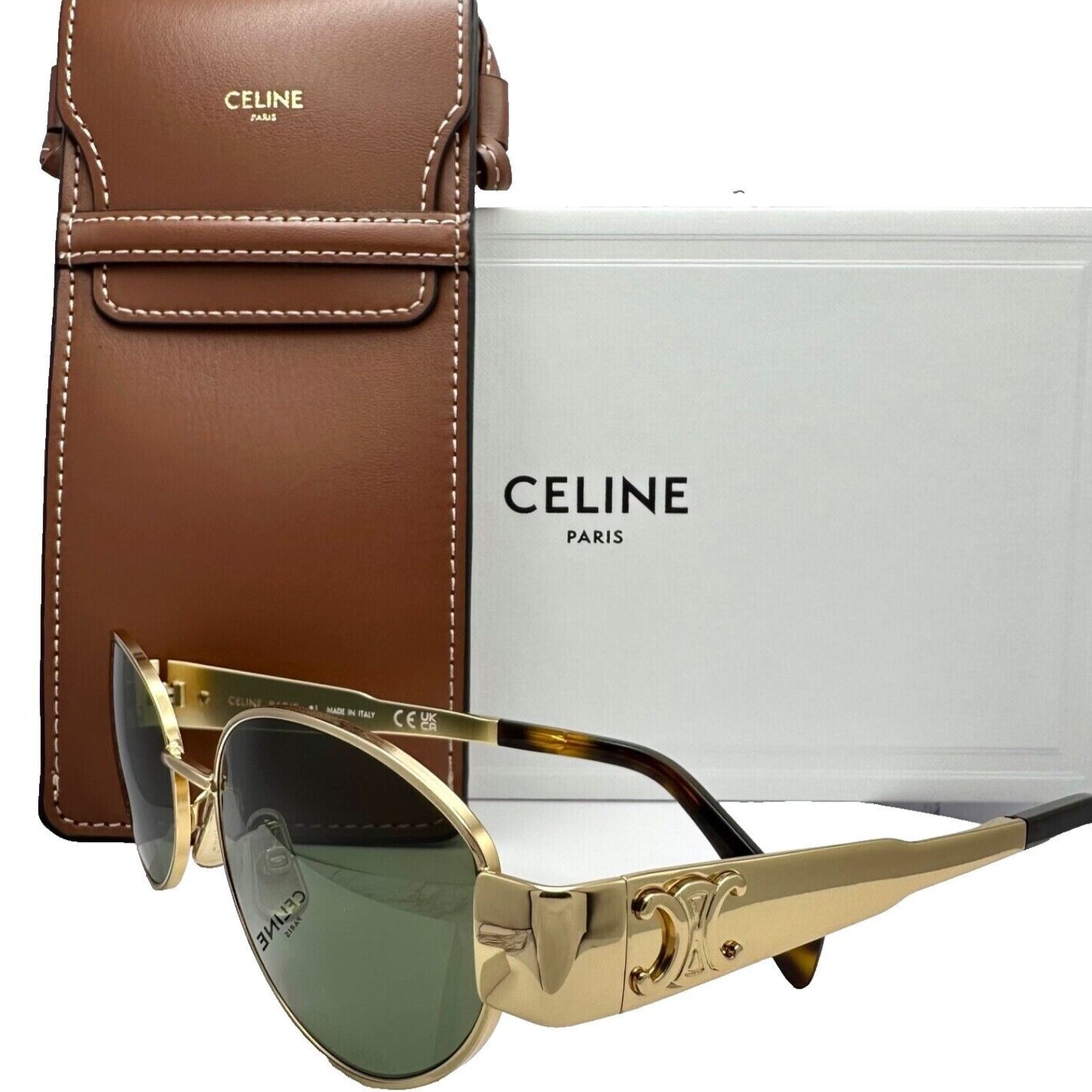 Celine CL40235 30N Triomphe Metal Gold Sunglasses