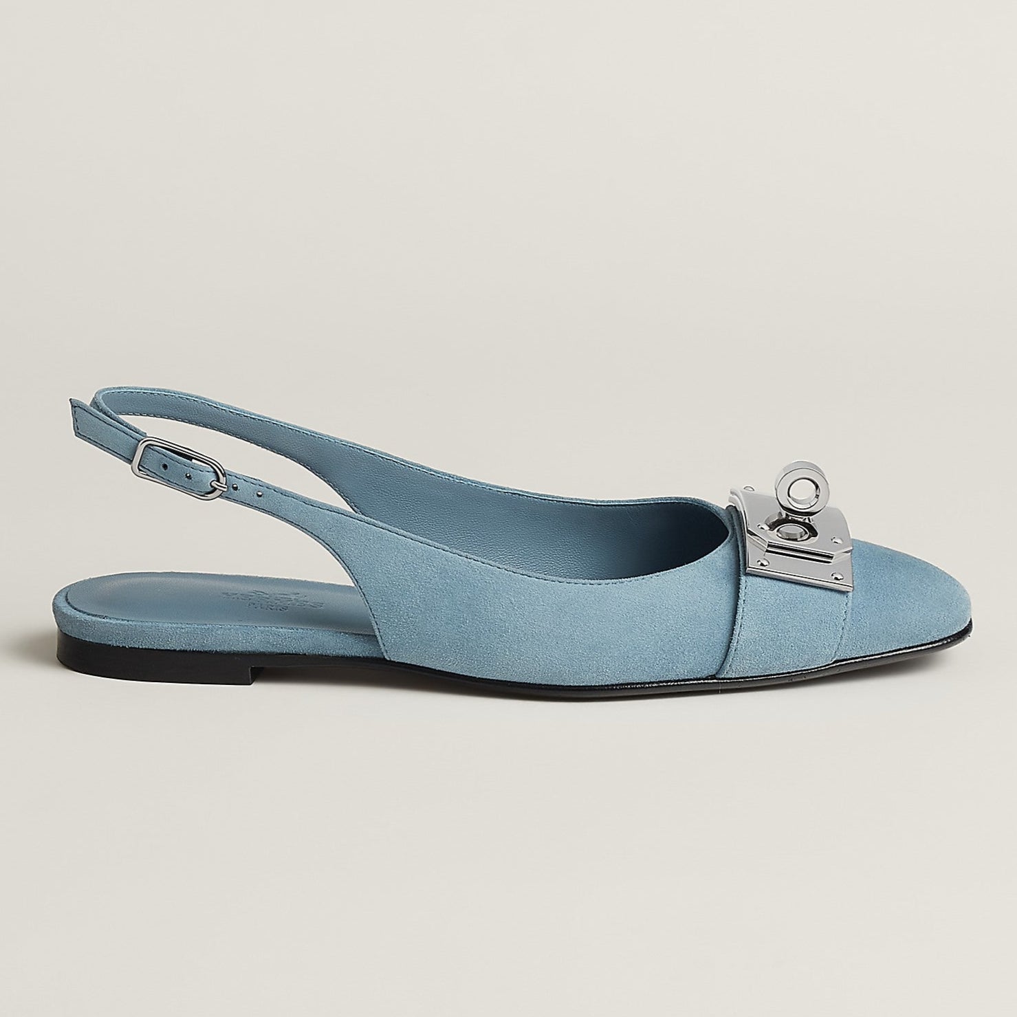 Hermes Innocente Slingback Suede Sandals - Blue Sky