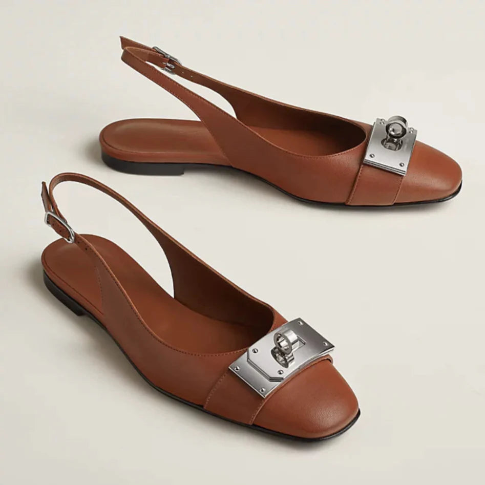 Hermes Innocente Slingback Sandals - Brown
