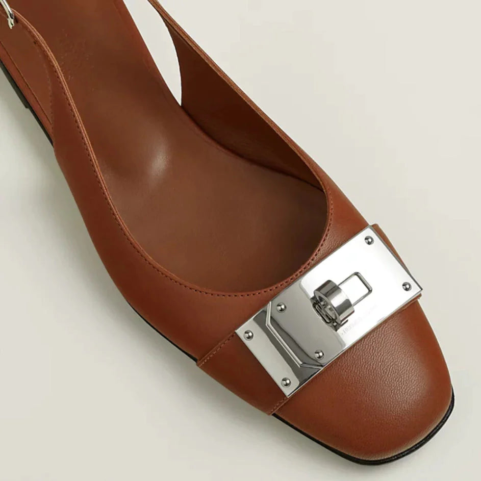 Hermes Innocente Slingback Sandals - Brown