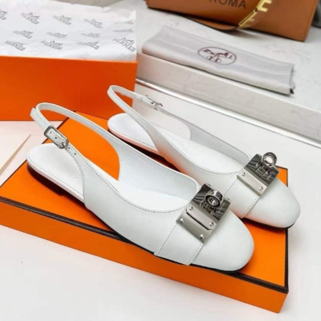 Hermes Innocente Slingback Sandals - White
